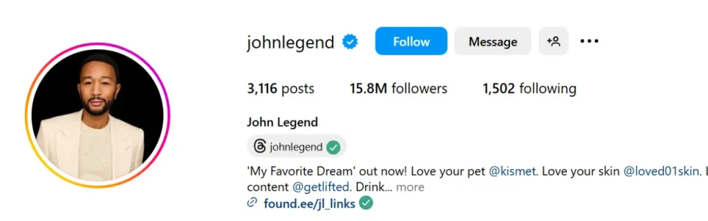 John Legend Social Media Accounts