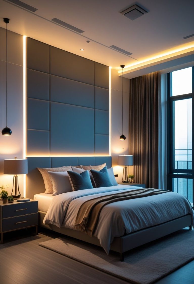 Modern LED Bedroom Design with Ambient Lighting and Luxury Aesthetic