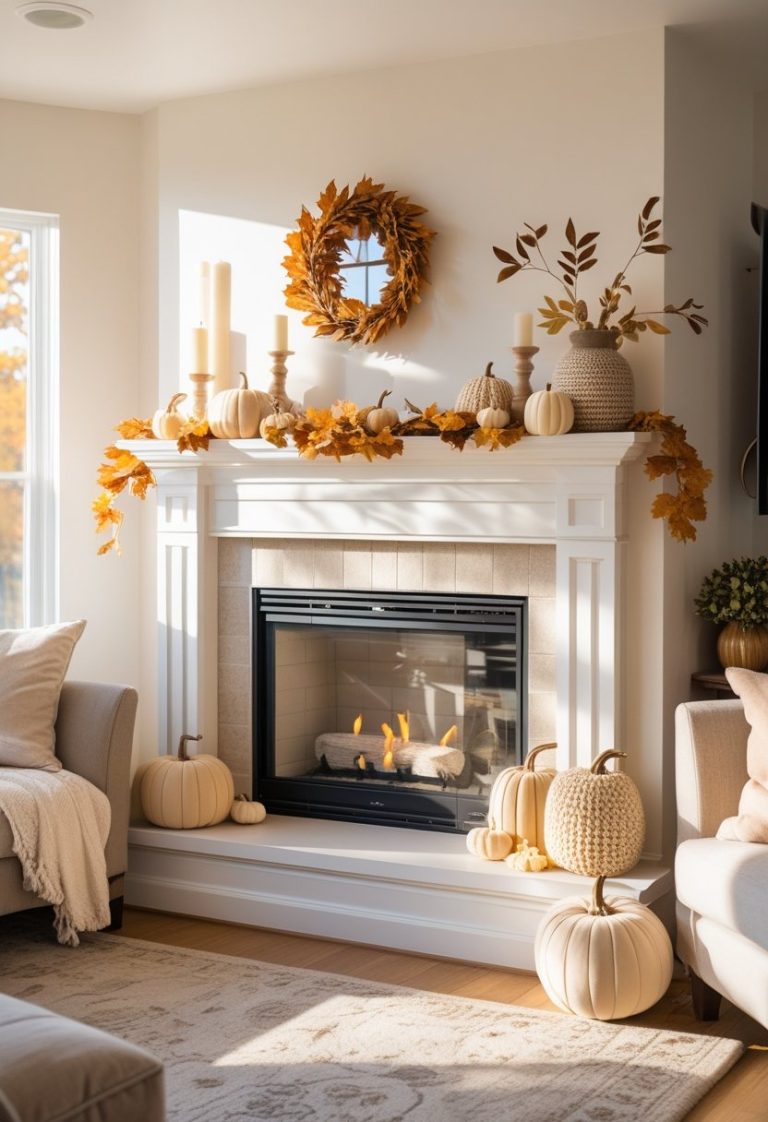 Cozy Autumn Fireplace & Mantel Styling