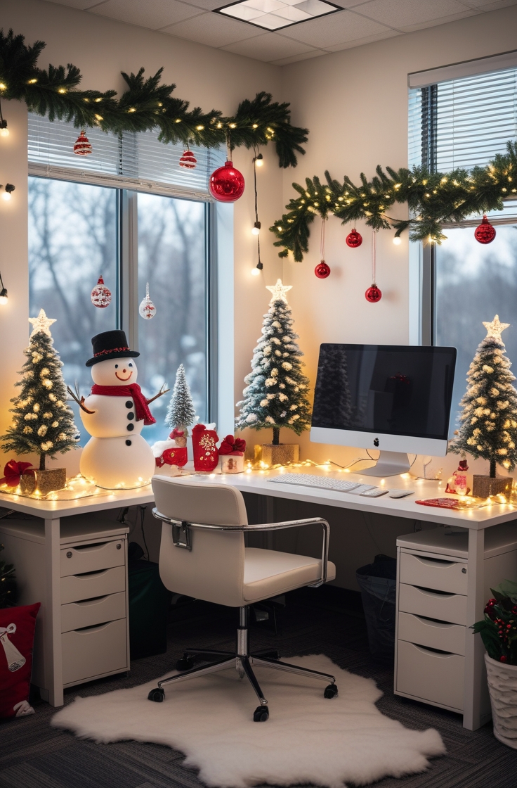 Cozy Christmas Cubicle Décor
