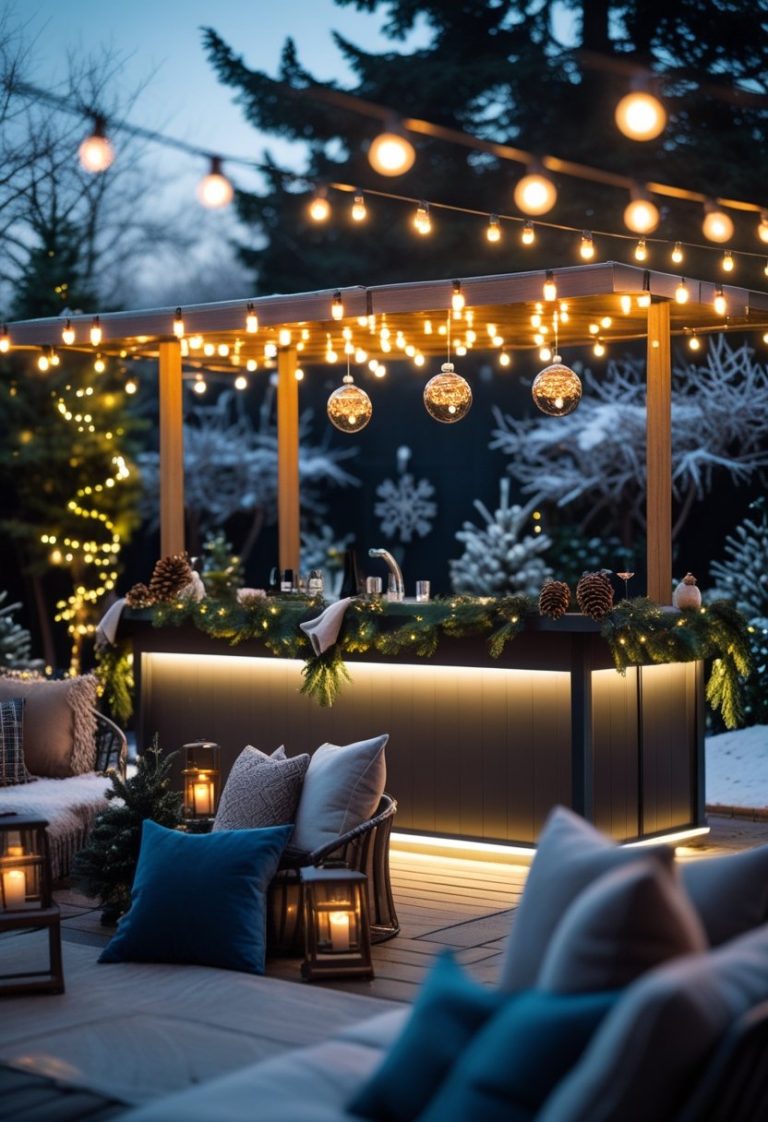 2026 Festive Outdoor Bar Decor With Warm Lights & Modern Style
